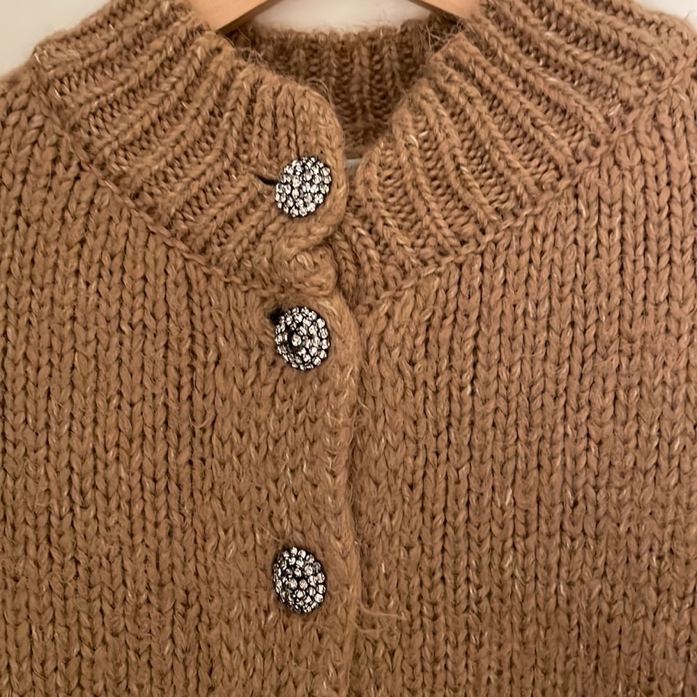 Zara Camel Jewel button up sweater - worn once. Brand new condition